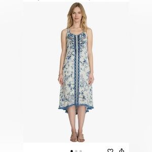 Johnny Was White Silk Avalon Blue Dress M NWT ($410 New)